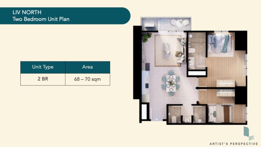 Liv by Arthaland Quezon City Two Bedroom Floor Plan